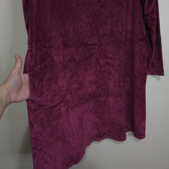 J. JILL PUREJILL Burgundy Crushed Velvet Fall Knee Length Shift Dress Size XL - Picture 5 of 10